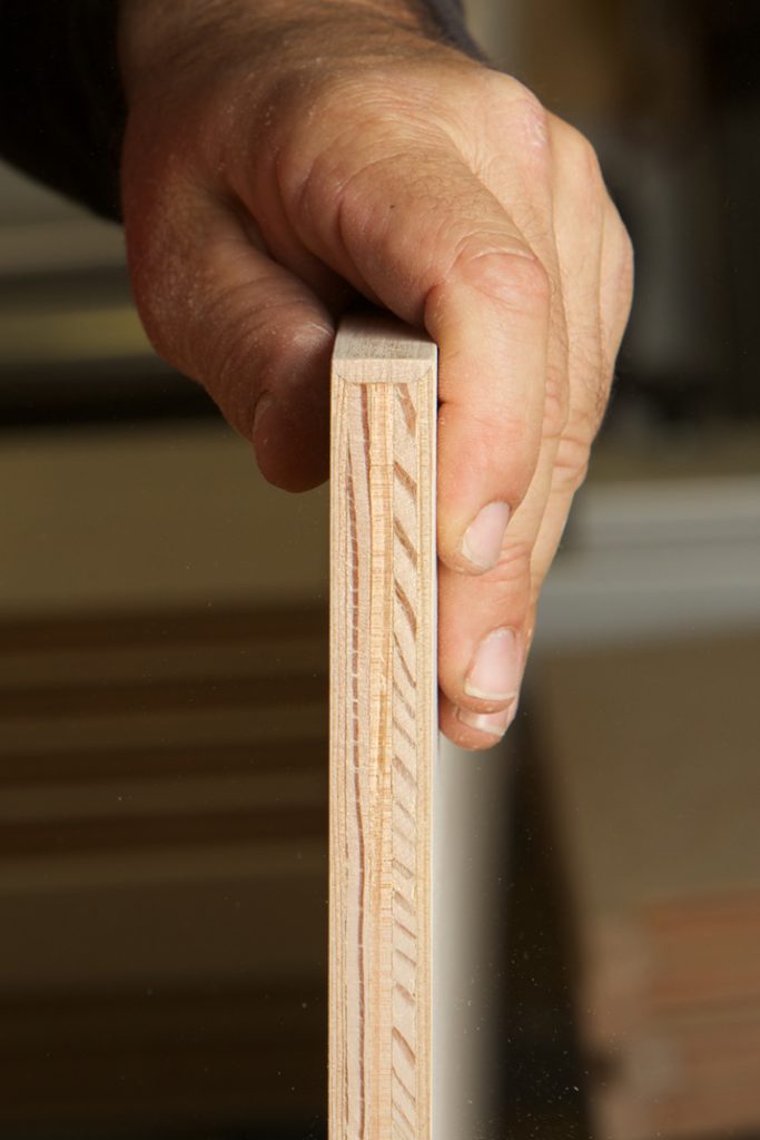 Edge detail on engineered wood