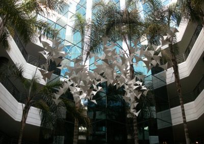 Modern metal sculpture of birds at San Diego Innovation Center