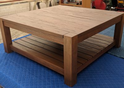 Teak coffee table before and after